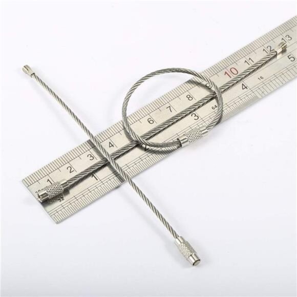 bayite Pack (100) Stainless Steel Wire Keychains Cable, Key Rings, Heavy Duty - Picture 4 of 7